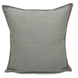 Esperanza Deseo ® kussen - Linnen meubelstof met fijne lus - Taupe met licht turquoise ± 45x45cm