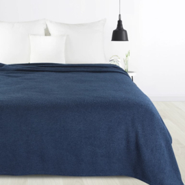 Donkerblauwe plaid of sprei - boucle - 170x200cm