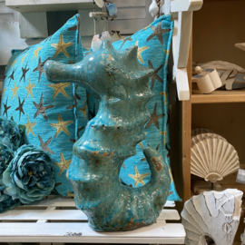 Turquoise keramiek Zeepaard 35cm hoog x 23cm breed voor huis of tuin
