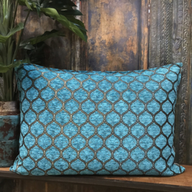 Esperanza Deseo ® vloer/lounge kussen - Honingraat turquoise met brons ± 75x105cm