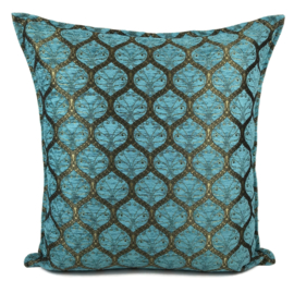 Esperanza Deseo ® vloer/lounge kussen - Honingraat turquoise (goud patroon) ± 70x70cm (stofcode CTG)