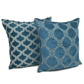 Petrol blauw kussen ± 45x45cm - Brocant ornament