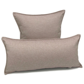 Esperanza Deseo ® kussen - Linnen meubelstof met fijne lus - Taupe met zacht roze ± 45x45cm