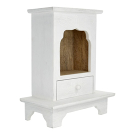 Altaar op voet van mangohout – whitewash – 30 × 25 × 13 cm