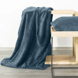 Plaid - fleece donker petrol blauw 150x200cm