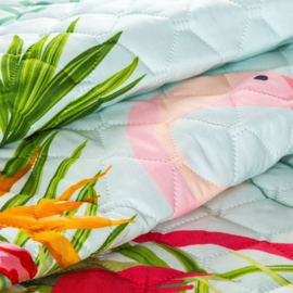 Bedsprei kinderkamer - Multi kleuren mint en Flamingo 170x210cm