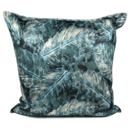 Esperanza Deseo ® vloer/lounge kussen - Turquoise kussen met mooie veren/bladeren print ± 70x70cm