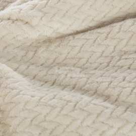Plaid - fleece gebroken wit zigzag patroon 200x220cm