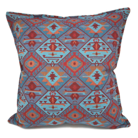 Esperanza Deseo ® kussen - Tribal, turquoise rood oranje lavendelblauw ± 60x60cm