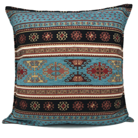 Esperanza Deseo ® kussen - Peru - turquoise blauw en zwart ± 60x60cm