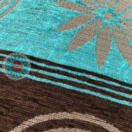 Esperanza Deseo ® kussen - Cirkels - turquoise met bruin ± 60x60cm