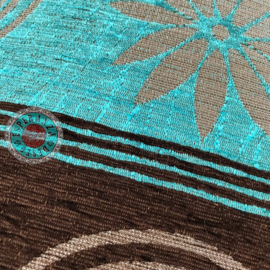 Esperanza Deseo ® vloer/lounge kussen - Cirkels - turquoise met bruin ± 70x70cm