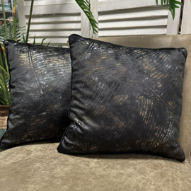 Set van twee velvet kussenhoezen - zwart metallic - 45x45cm