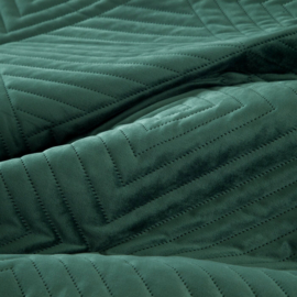 Bedsprei - Smaragd groen fluweel met prachtig modern motief 230x260cm