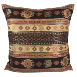 Esperanza Deseo ® vloer/lounge kussen - Aztec oker geel en bruin ± 70x70cm