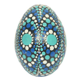 Maracas ei met stippen – 7x5x5 cm - turquoise en blauw