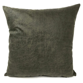 Leatherlook kussen in de kleur donker groen ± 45x45cm