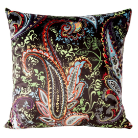 Zwart velvet kussenhoes met paisley motief 45x45cm