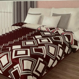 Bedsprei - omkeerbaar - bordeaux, ivoorwit en roze 230x260cm