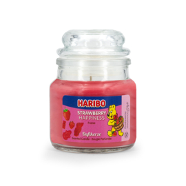 Haribo geurkaars - Strawberry Happiness - 85 gram ± 12-20 branduren