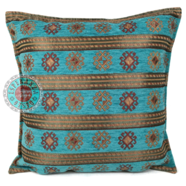 Esperanza Deseo ® kussen - Peru stripes turquoise blauw ± 45x45cm