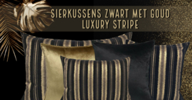 Esperanza Deseo ® kussen - Zwart met goud, Luxury stripe ± 30x45cm