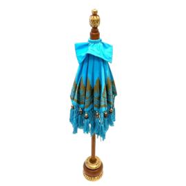 Tafelparasol - turquoise met goud - 50x58cm hoog