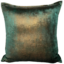 Esperanza Deseo ® kussen - Velvet multichrome - smaragd groen, metallic koper brons ± 45x45cm