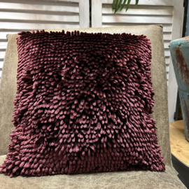 Knuffel kussen - burgundy (bordeaux) ± 40x40cm (incl. vulling)