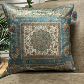 Kussenhoes - Mandala print - beige, turquoise blauw, groen- 42x42cm