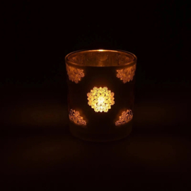 Sfeerlicht Boeddha metallic matglas 7,3 × 8 cm