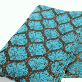 Tafelkleed ± 140x200cm - Honingraat turquoise (brons patroon)