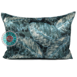 Esperanza Deseo ® kussen veren/bladeren print turquoise ± 50x70cm