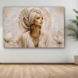 Wall-Art - Canvasdoek "Boho Chiq lotus white & gold" kies de gewenste maat in het pop-up menu - prijs vanaf: