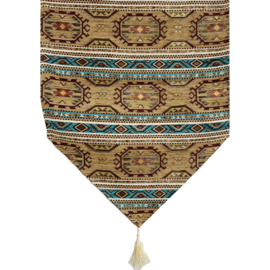 Esperanza Deseo ® tafelloper - oker en turquoise - Maya ± 42x138cm