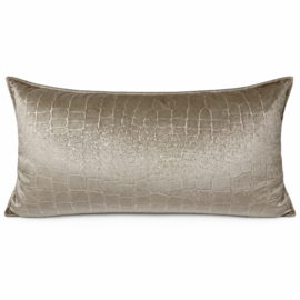 Esperanza Deseo ® kussen - licht taupe (zilvergrijze gloed) velvet croco ± 30x60cm