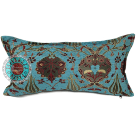 Esperanza Deseo ® kussen - Flowers - turquoise ± 30x60cm (stofcode CTB)