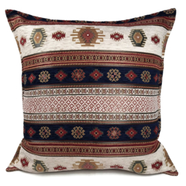 Esperanza Deseo ® vloer/lounge kussen - Aztec donkerblauw met ivoor ± 70x70cm