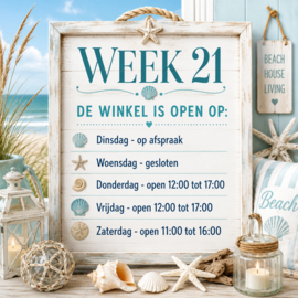 Openingstijden winkel week 21 - 2026