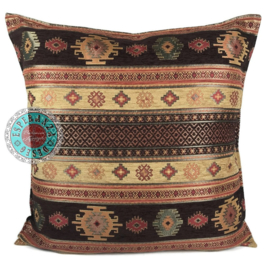 Esperanza Deseo ® vloer/lounge kussen - Aztec oker geel en bruin ± 70x70cm