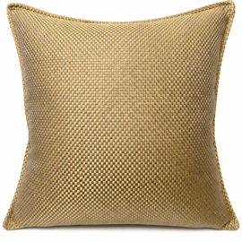 Esperanza Deseo ® kussenhoes - Linnen meubelstof met grote lus - Goud en taupe ± 45x45cm
