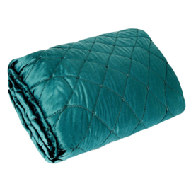 Bedsprei - Petrol - zeegroen - teal kleurige fluweel 220x240cm