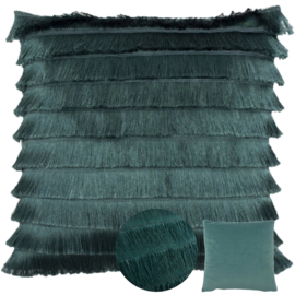 Kussenhoes Fringed - Teal, petrol groen - 45x45cm