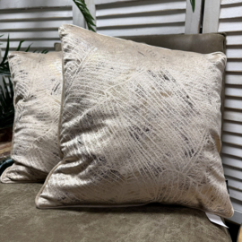 Set van twee velvet kussenhoezen - champagne metallic - 45x45cm