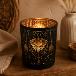 Deco Sfeerlicht matglas metallic Mystical Lotus – 10 x 12,5 cm