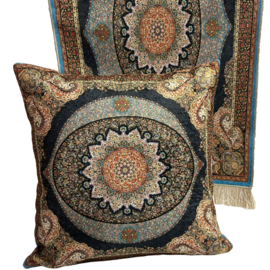 Kussenhoes - Mandala print - donkerblauw, beige - 42x42cm