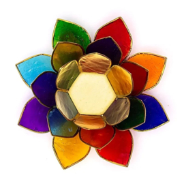 Lotus sfeerlicht 7 chakra's – multicolor met goudrand – 13,5 cm