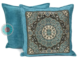 Esperanza Deseo ® kussen - Mandala round turquoise ± 45x45cm