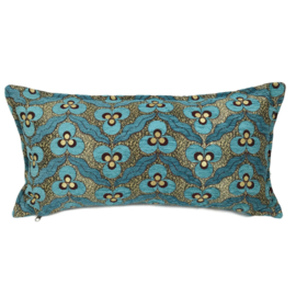 Esperanza Deseo ® kussen - Pansy flowers turquoise ± 30x60cm