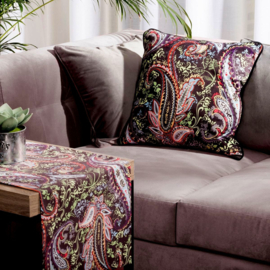 Zwart velvet kussenhoes met paisley motief 45x45cm